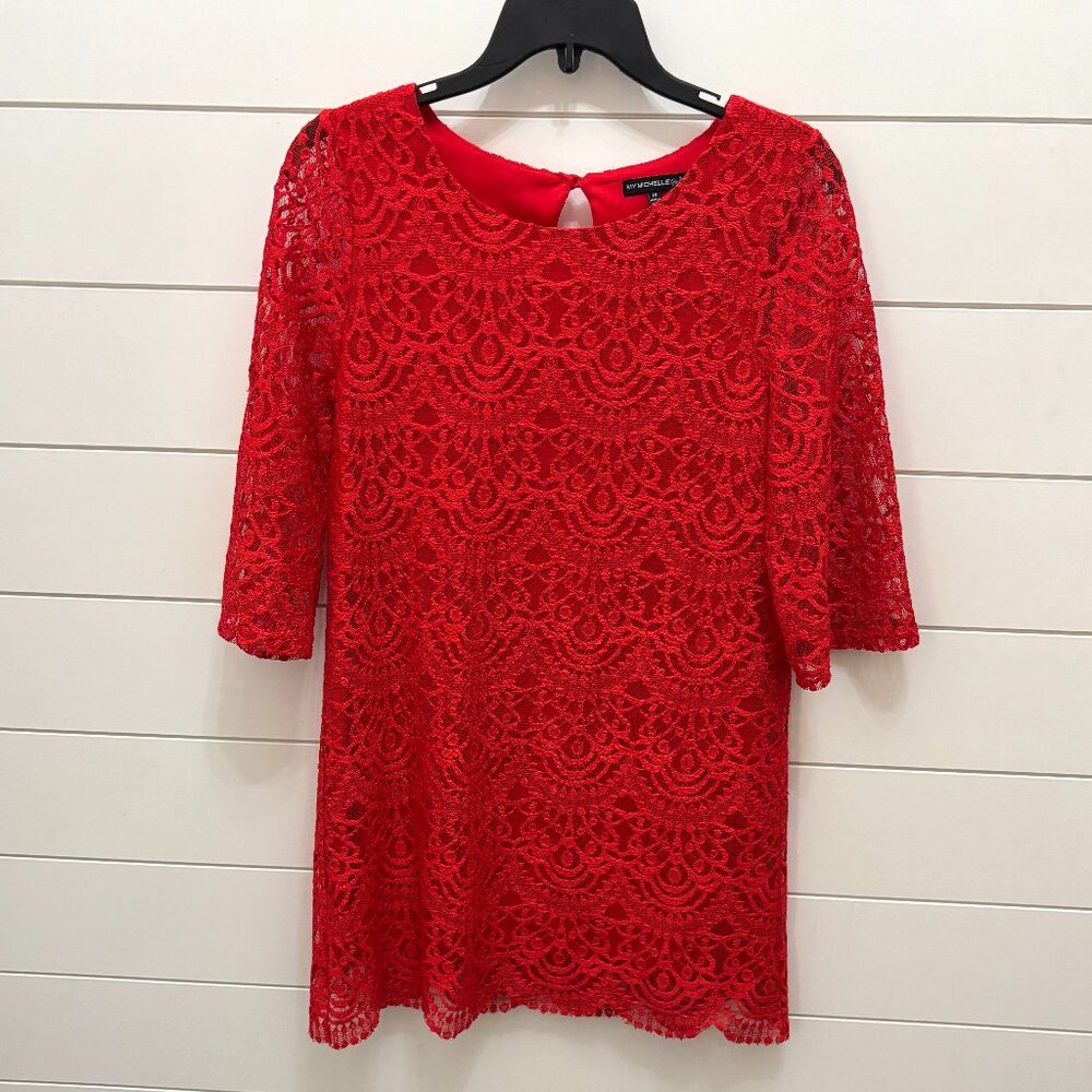 NWOT My Michelle Girls Red Lace Dress